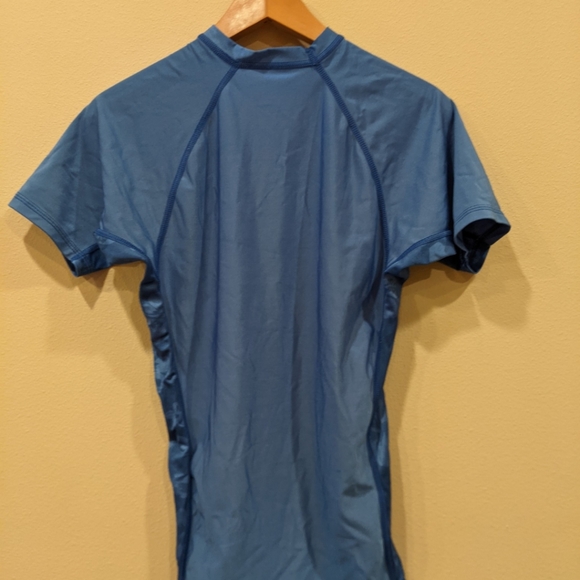 Swim Maui Dive Gear Blue With Floral Rash Guard Short Sleeve Poshmark